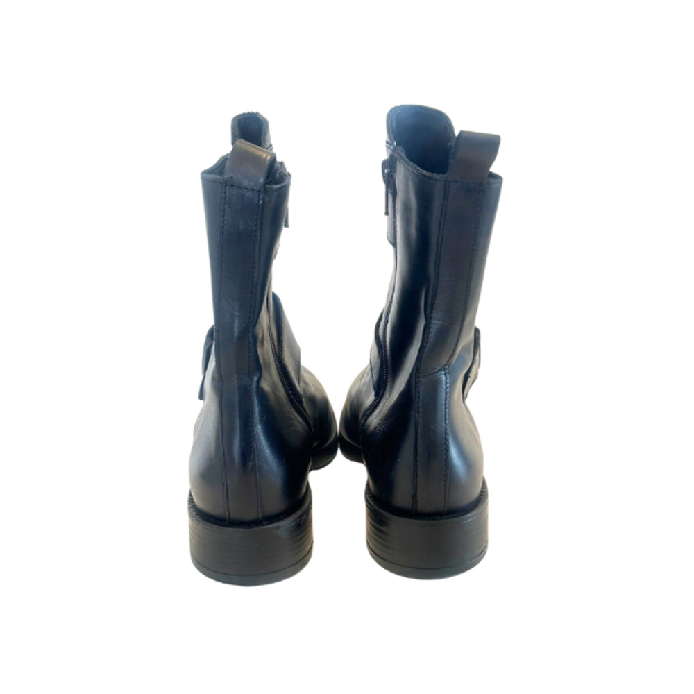 Sleek Black Buckle Combat Boots - Picture 6 of 8